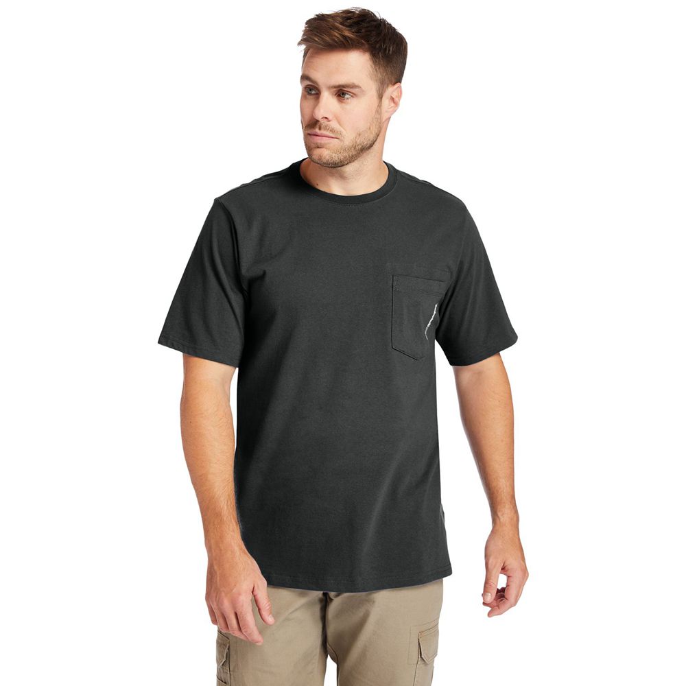 Timberland Μπλουζάκια Ανδρικα Μαυρα - Pro® Big & Tall Base Plate Short-Sleeve - Greece 8103294-LP